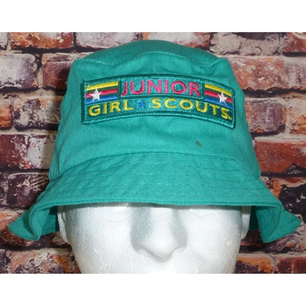 Junior Girl Scouts Green Bucket‎ Hat Medium Embroidered Logo Official Apparel